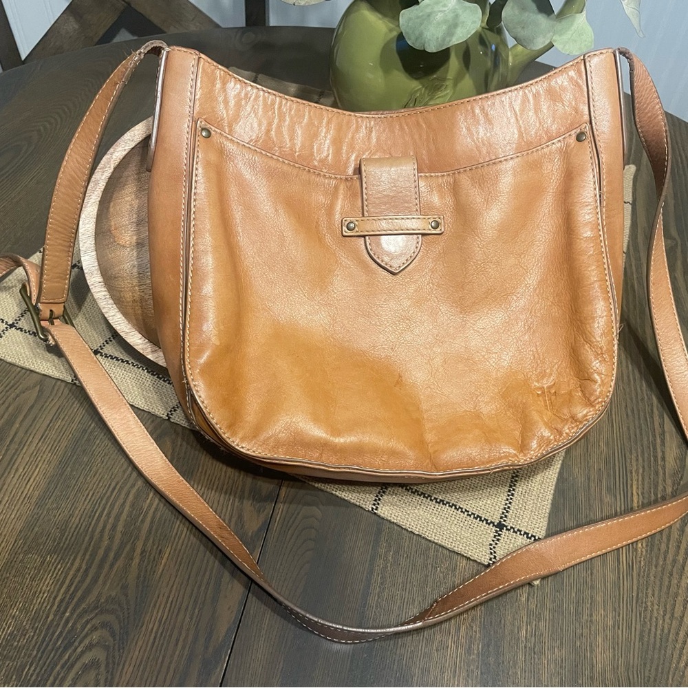 Frye Tan Leather Saddle Bag